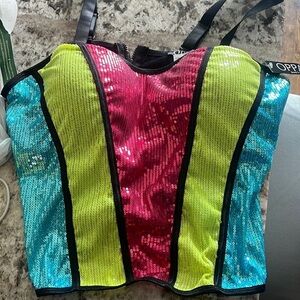 Rainbow colored party top